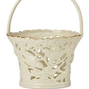 Lenox Filigree Forest Basket with Birds 24k Gold